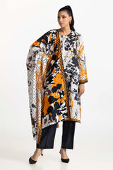 3 Piece Linen Printed Suit IUSTKSD-474