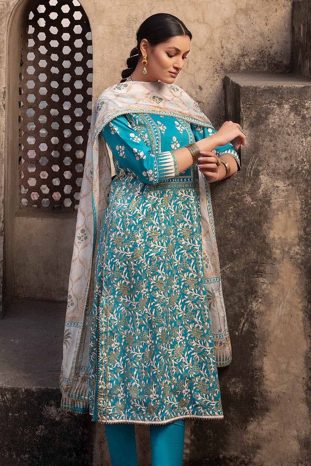 3 Piece Lawn Unstitched Gold and Lacquer Printed Suit CL-32426 A