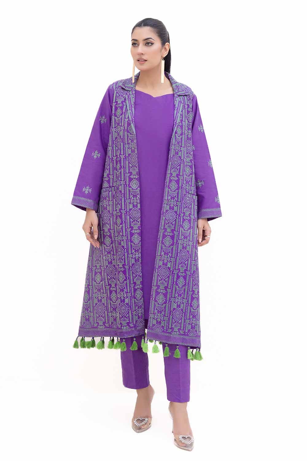 3 Piece Unstitched Embroidered Light Khaddar Suit with Embroidered Khaddar Dupatta K-42017 L