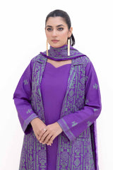3 Piece Unstitched Embroidered Light Khaddar Suit with Embroidered Khaddar Dupatta K-42017 L