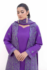 3 Piece Unstitched Embroidered Light Khaddar Suit with Embroidered Khaddar Dupatta K-42017 L