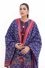 3 Piece Unstitched Embroidered Printed Light Khaddar Suit with Printed Khaddar Dupatta K-42018 L