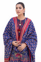 3 Piece Unstitched Embroidered Printed Light Khaddar Suit with Printed Khaddar Dupatta K-42018 L
