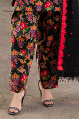 3 Piece Unstitched Printed Embroidered Khaddar Shirt with Embroidered Stripe Khaddar Dupatta K-52010