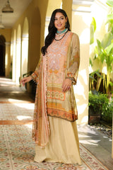 3 Piece Embroidered Digital Printed Chiffon Unstitched Suit with Digital Printed Chiffon Dupatta and Inner LE-32013