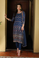 3 Piece Embroidered Chiffon Unstitched Suit with Embroidered Chiffon Dupatta and Inner LE-42014
