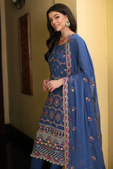 3 Piece Embroidered Chiffon Unstitched Suit with Embroidered Chiffon Dupatta and Inner LE-42014