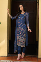 3 Piece Embroidered Chiffon Unstitched Suit with Embroidered Chiffon Dupatta and Inner LE-42014