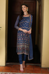 3 Piece Embroidered Chiffon Unstitched Suit with Embroidered Chiffon Dupatta and Inner LE-42014