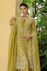 3 Piece Embroidered Paper Cotton Unstitched Suit with Embroidered Paper Cotton Dupatta and Inner LE-42016