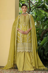 3 Piece Embroidered Paper Cotton Unstitched Suit with Embroidered Paper Cotton Dupatta and Inner LE-42016
