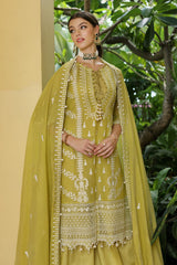 3 Piece Embroidered Paper Cotton Unstitched Suit with Embroidered Paper Cotton Dupatta and Inner LE-42016