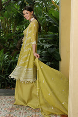 3 Piece Embroidered Paper Cotton Unstitched Suit with Embroidered Paper Cotton Dupatta and Inner LE-42016
