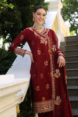 3 Piece Embroidered Jacquard Unstitched Suit with Embroidered Cotton Net Dupatta LE-42026
