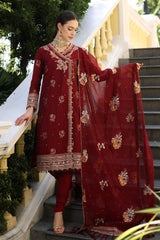 3 Piece Embroidered Jacquard Unstitched Suit with Embroidered Cotton Net Dupatta LE-42026