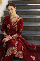 3 Piece Embroidered Jacquard Unstitched Suit with Embroidered Cotton Net Dupatta LE-42026
