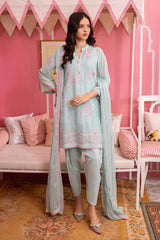 3 Piece Embroidered Swiss Voile Unstitched Suit with Embroidered Chiffon Dupatta and Inner LSV-42001