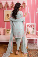 3 Piece Embroidered Swiss Voile Unstitched Suit with Embroidered Chiffon Dupatta and Inner LSV-42001