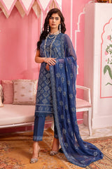 3 Piece Embroidered Swiss Voile Unstitched Suit with Embroidered Chiffon Dupatta and Inner LSV-42006