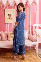 3 Piece Embroidered Swiss Voile Unstitched Suit with Embroidered Chiffon Dupatta and Inner LSV-42006