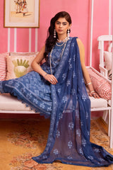 3 Piece Embroidered Swiss Voile Unstitched Suit with Embroidered Chiffon Dupatta and Inner LSV-42006