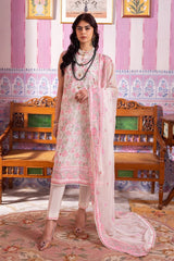 3 Piece Embroidered Swiss Voile Unstitched Suit with Embroidered Chiffon Dupatta and Inner LSV-42011