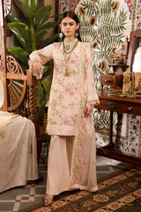 3 Piece Embroidered Swiss Voile Unstitched Suit with Embroidered Chiffon Dupatta and Inner LSV-42020