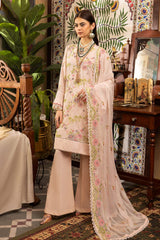 3 Piece Embroidered Swiss Voile Unstitched Suit with Embroidered Chiffon Dupatta and Inner LSV-42020
