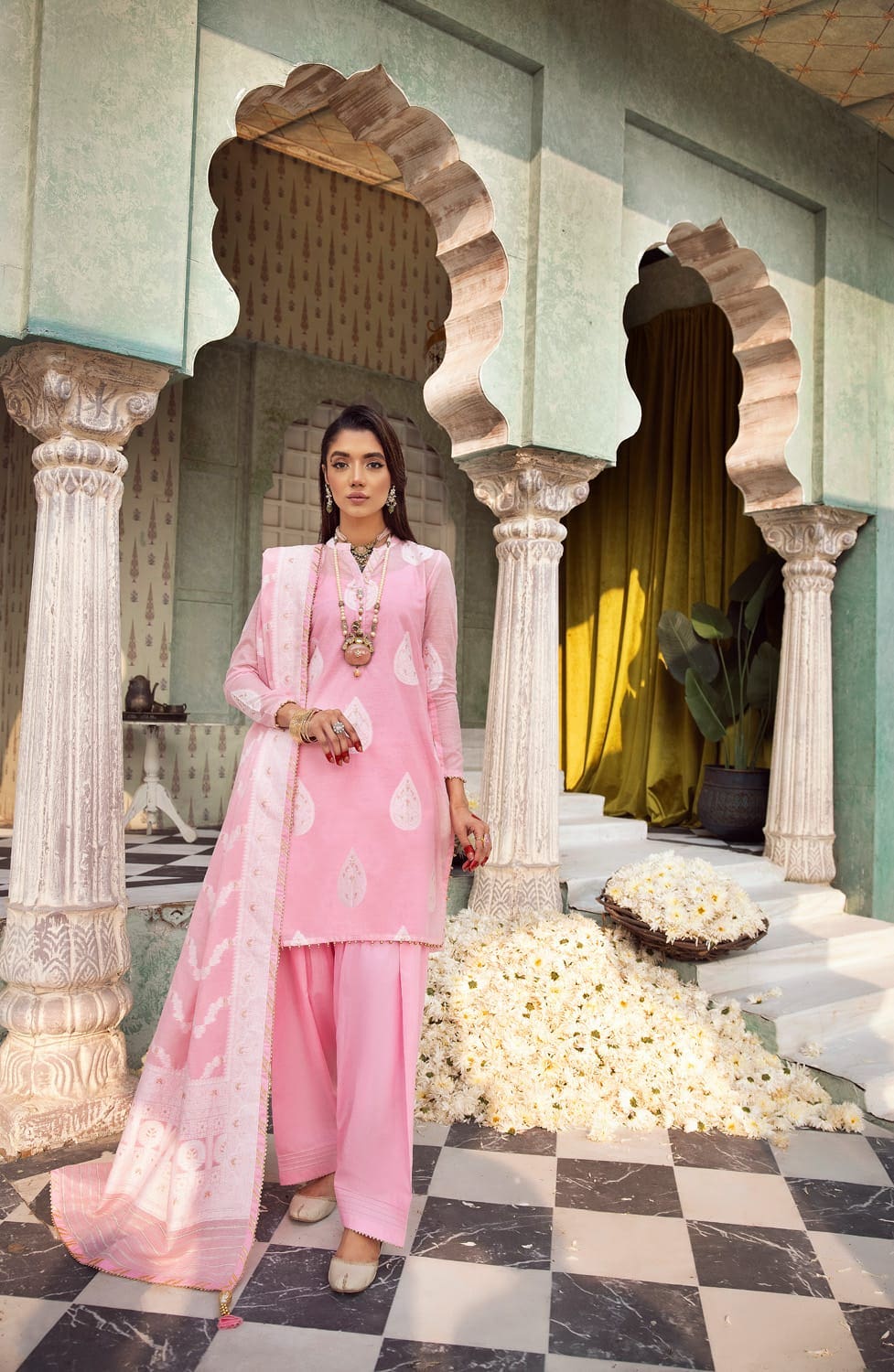 3 Piece Jacquard Unstitched Suit with Dupatta and Inner MJ-42001