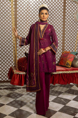 3 Piece Jacquard Unstitched Suit with Dupatta and Inner MJ-42003