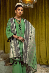 3 Piece Jacquard Unstitched Suit with Printed Leno Dupatta MJ-42004