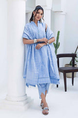 3 Piece Chambray Jacquard Unstitched Suit MJ-42008