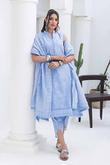 3 Piece Chambray Jacquard Unstitched Suit MJ-42008
