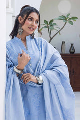 3 Piece Chambray Jacquard Unstitched Suit MJ-42008