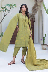 3 Piece Chambray Jacquard Unstitched Suit MJ-42009