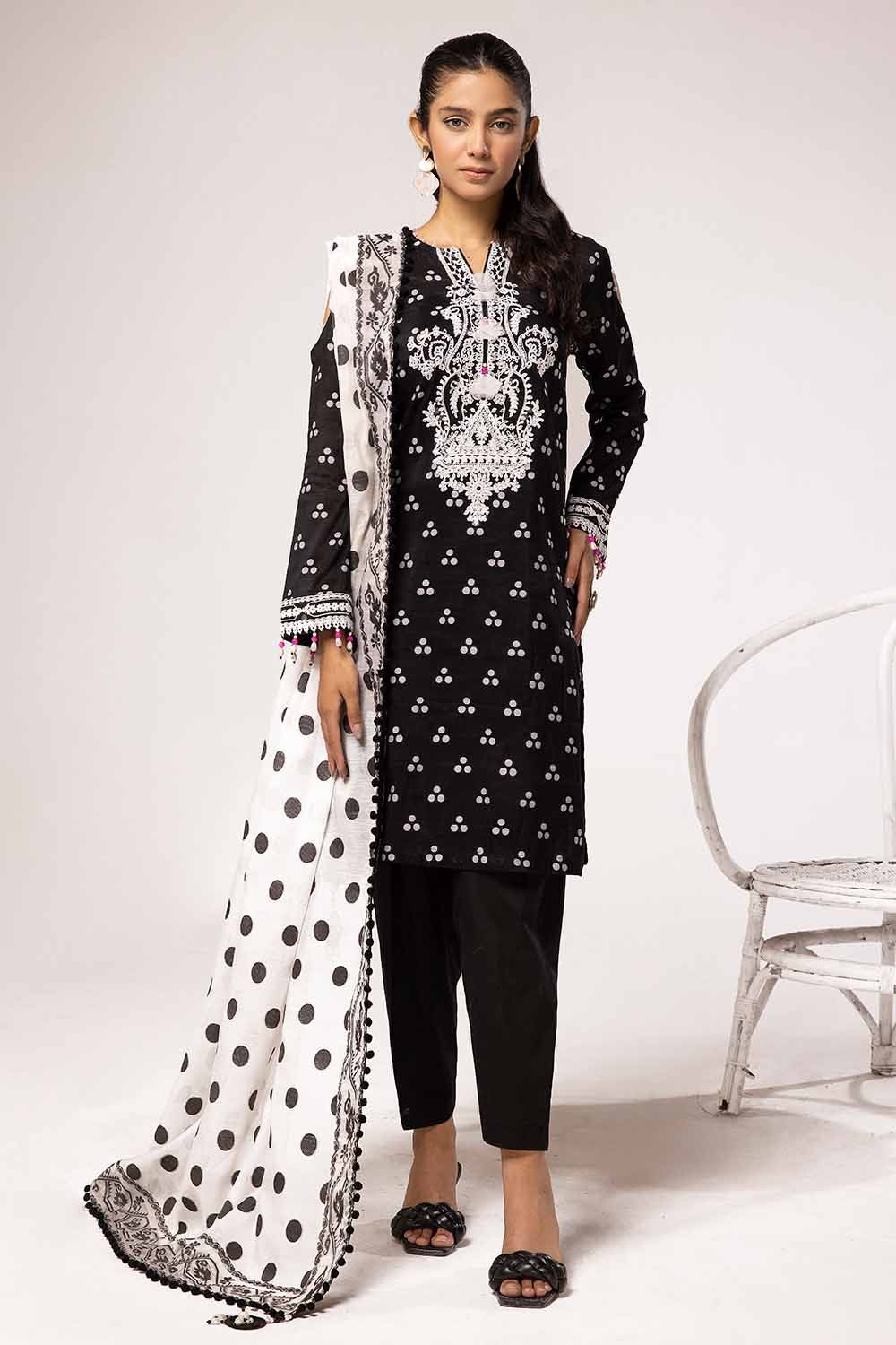 3 Piece Unstitched Embroidered Jacquard Suit with Jacquard Dupatta MJ-42022