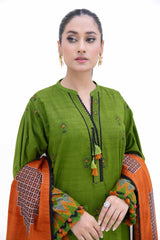 3 Piece Unstitched Jacquard Suit with Embroidered Khaddar Trouser MJ-42050