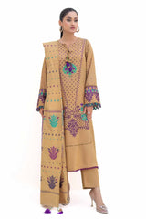 3 Piece Unstitched Embroidered Karandi Suit with Jacquard Dupatta MJ-42057