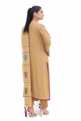 3 Piece Unstitched Embroidered Karandi Suit with Jacquard Dupatta MJ-42057