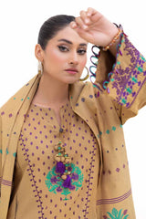 3 Piece Unstitched Embroidered Karandi Suit with Jacquard Dupatta MJ-42057