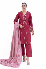 3 Piece Unstitched Embroidered Karandi Suit with Jacquard Dupatta MJ-42060