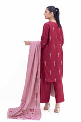 3 Piece Unstitched Embroidered Karandi Suit with Jacquard Dupatta MJ-42060