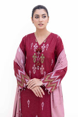 3 Piece Unstitched Embroidered Karandi Suit with Jacquard Dupatta MJ-42060