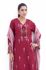 3 Piece Unstitched Embroidered Karandi Suit with Jacquard Dupatta MJ-42060