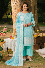3 Piece Unstitched Embroidered Lawn Suit with Embroidered Printed Chiffon Dupatta BM-52001