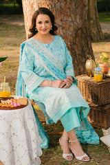 3 Piece Unstitched Embroidered Lawn Suit with Embroidered Printed Chiffon Dupatta BM-52001