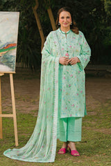 3 Piece Unstitched Embroidered Printed Lawn Suit with Embroidered Printed Chiffon Dupatta BM-52008