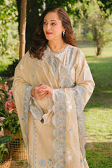 3 Piece Unstitched Embroidered Lawn Suit with Embroidered Denting Lawn Dupatta DN-42041