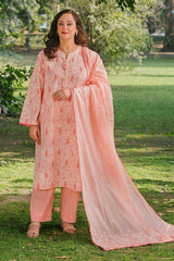 3 Piece Unstitched Lacquer Printed Lawn Suit with Embroidered Denting Lawn Dupatta DN-52002