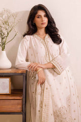 3 Piece Unstitched Embroidered Lawn Suit with Mirror Work Lacquer Printed Paper Cotton Dupatta  PC-42008